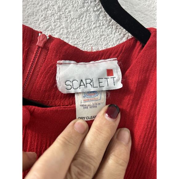 Vintage Scarlett Union Tag Ribbed Long Sleeve Red Dress Size 1 Bodycon USA Made - Picture 5 of 16